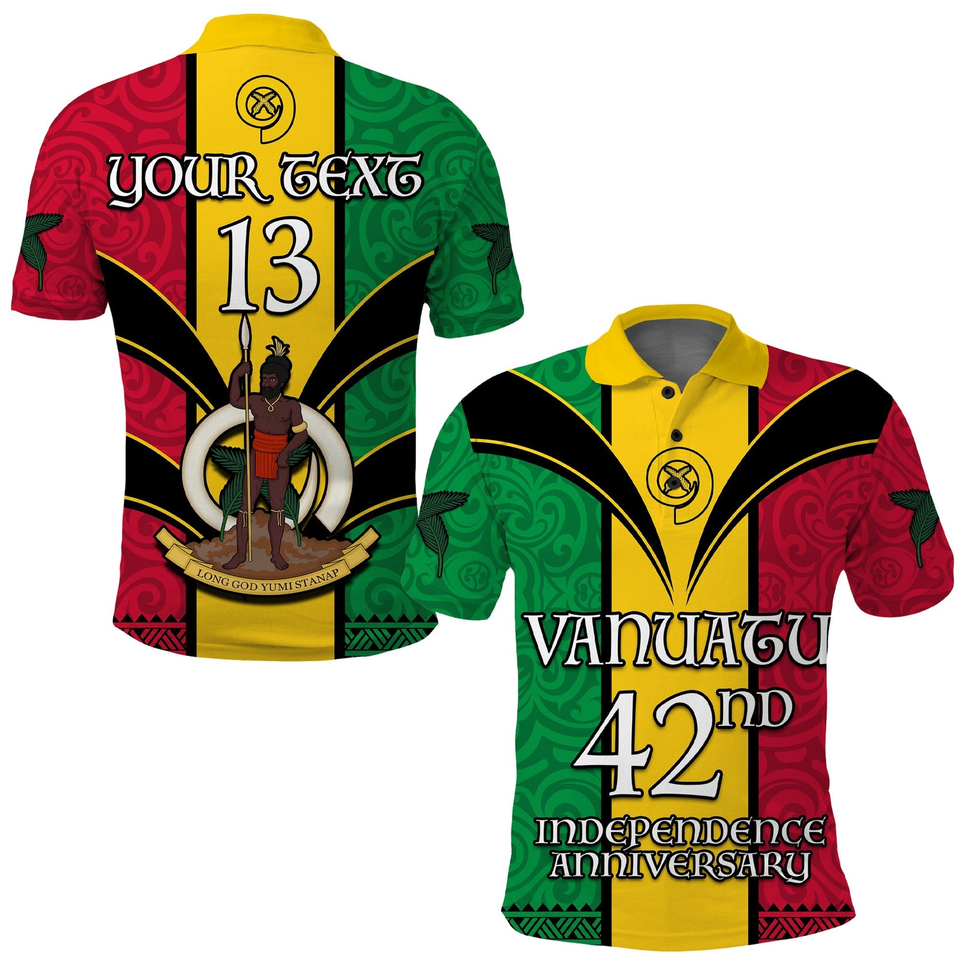 Custom Text and Number Vanuatu 1980 Polo Shirt Vanuatuan Independence Day