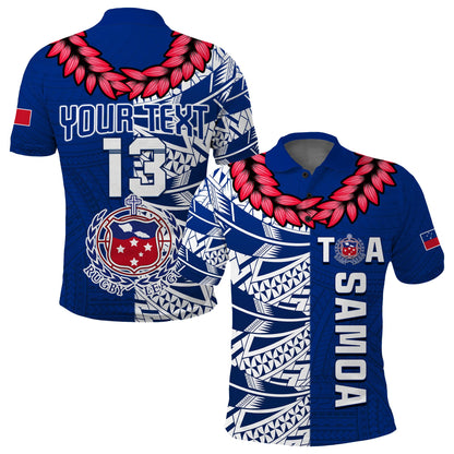 Custom Personalise Text and Number Toa Samoa Rugby Polo Shirt Siamupini Ula Fala Blue