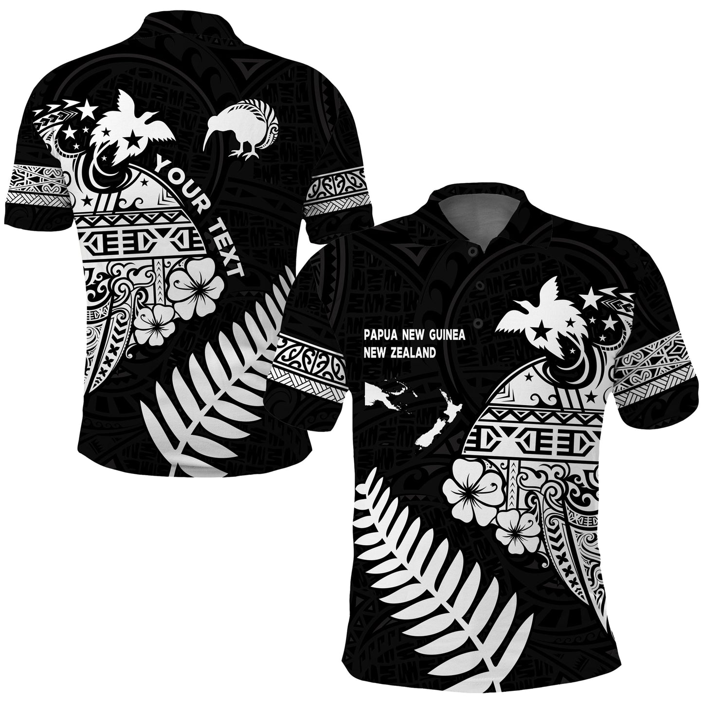 Custom Personalised Papua New Guinea and New Zealand Polo Shirt Maori Polynesian