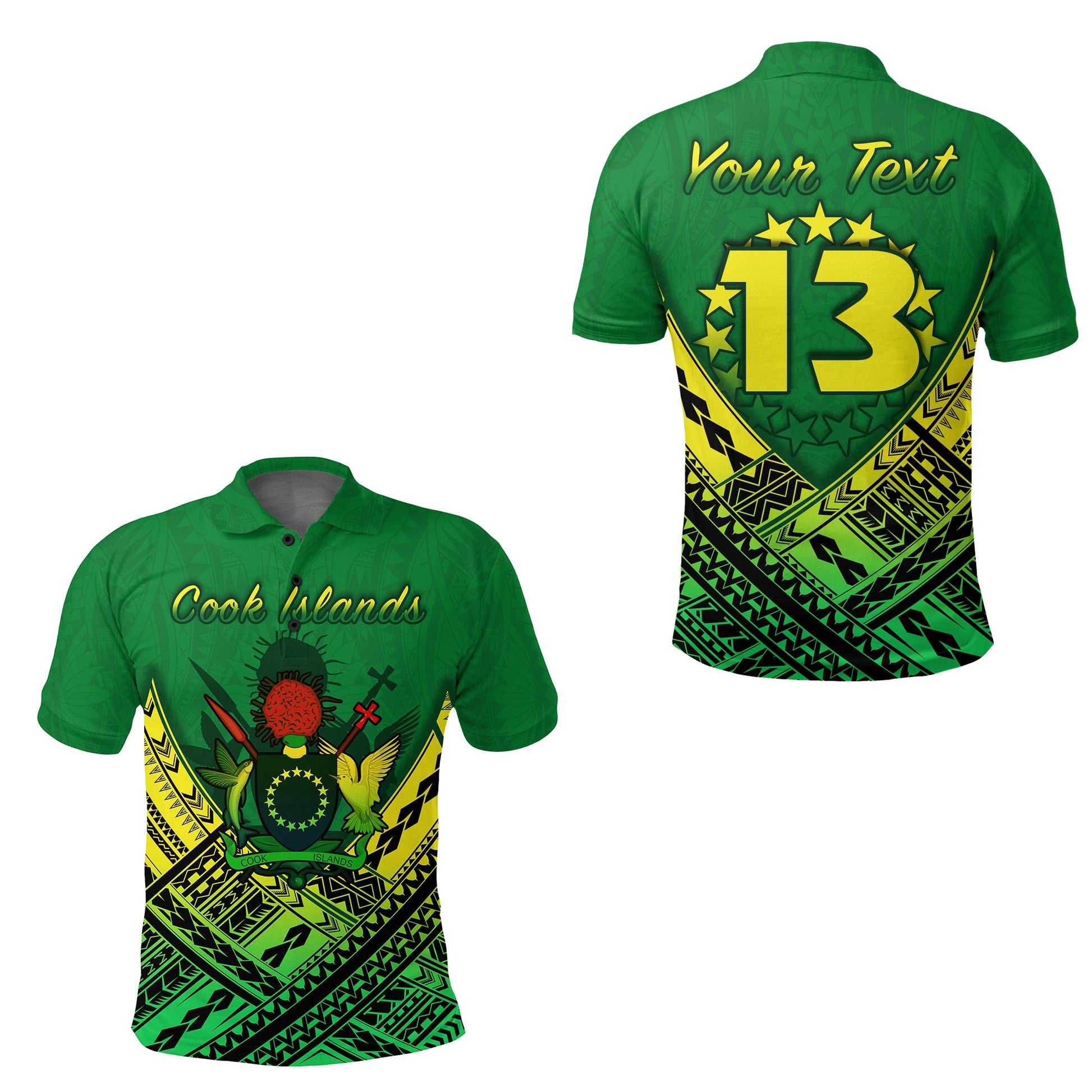 Custom Personalised Cook Islands Rugby Polo Shirt Simple Polynesian - Custom Text and Number