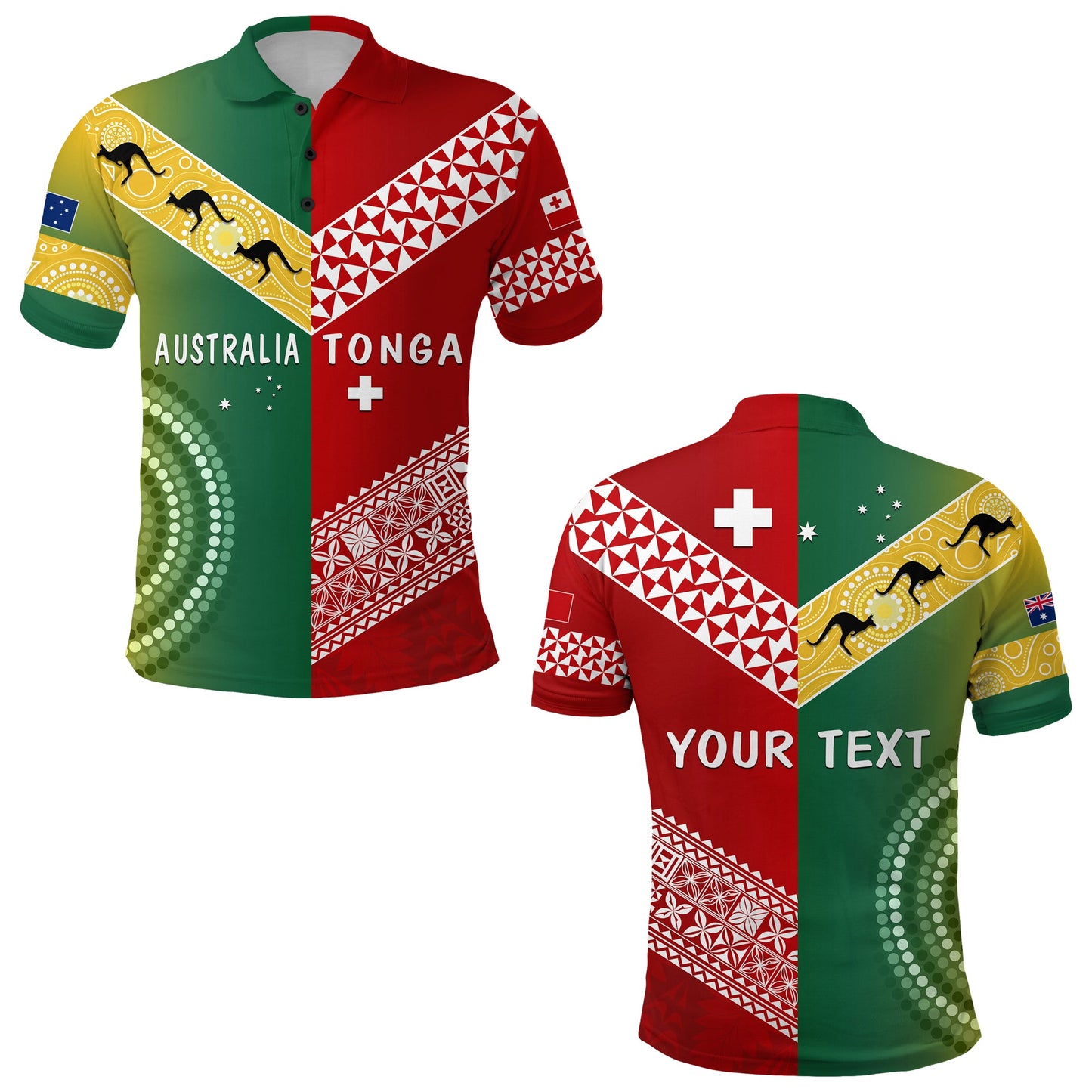 Custom Personalised Australia and Tonga Polo Shirt Version Special