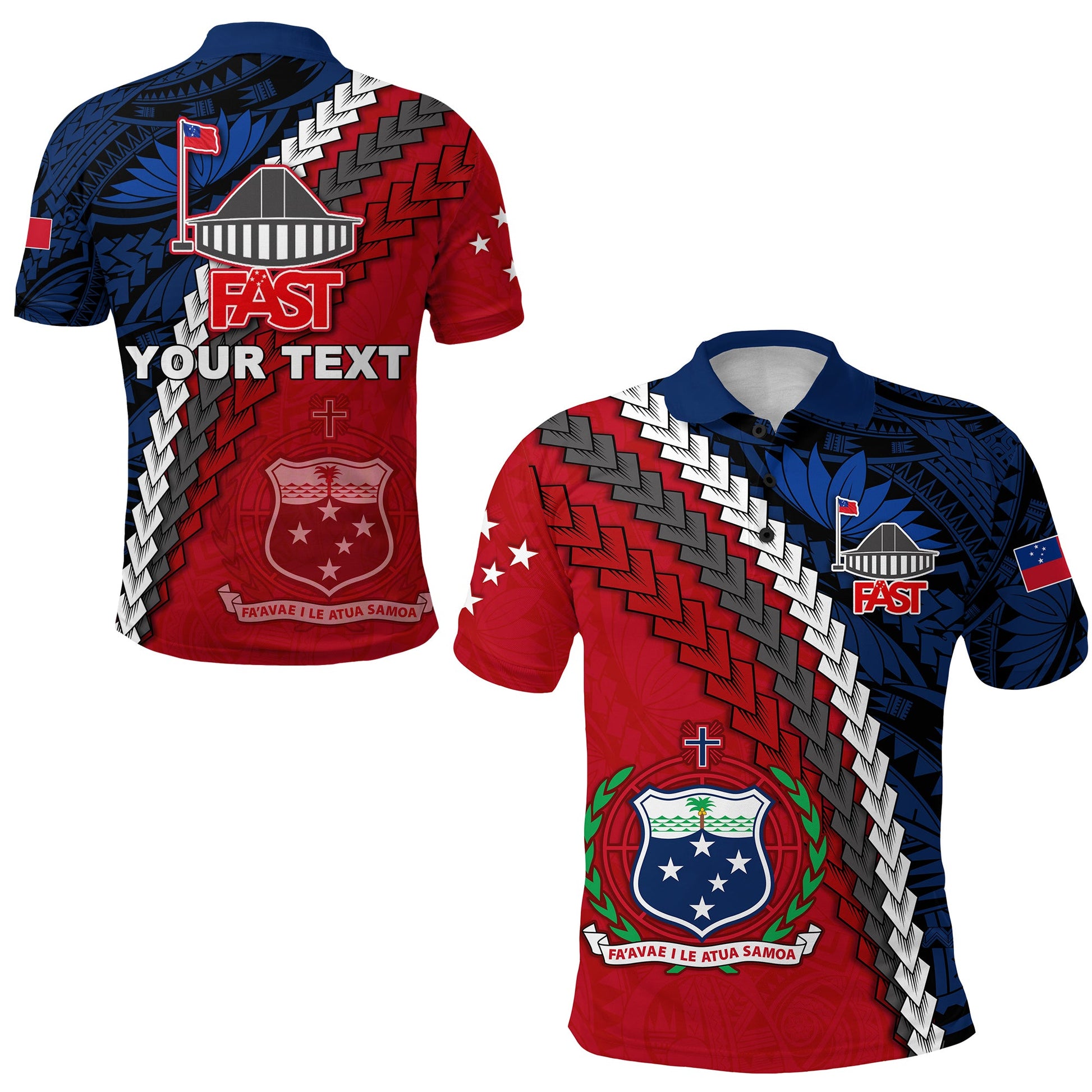 Custom Personalised F.A.S.T Samoa Polo Shirt Polynesian