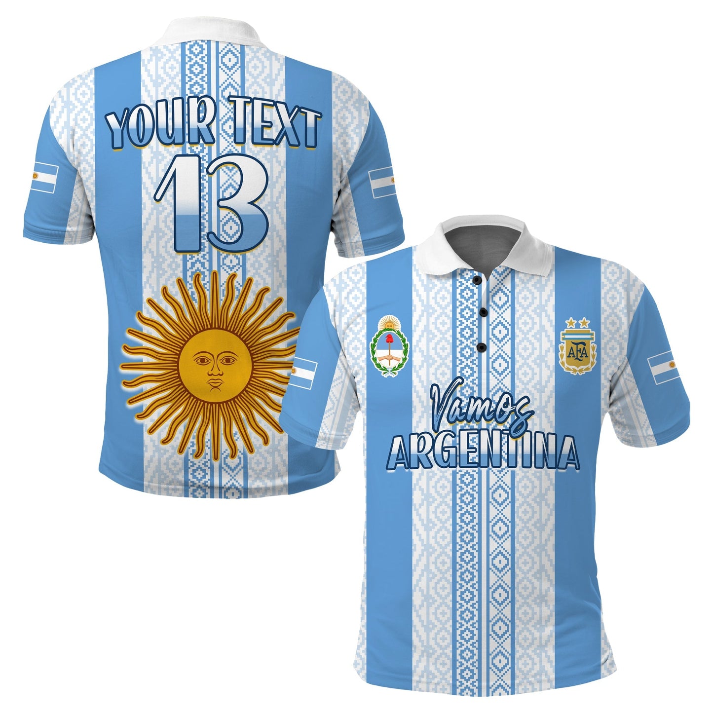 (Custom Text and Number) Argentina Football Polo Shirt Champions World Cup Gaucho Vamos