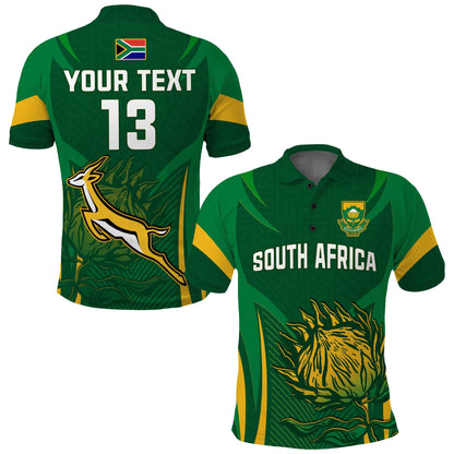 (Custom Text and Number) South Africa Rugby Polo Shirt Springboks Champion