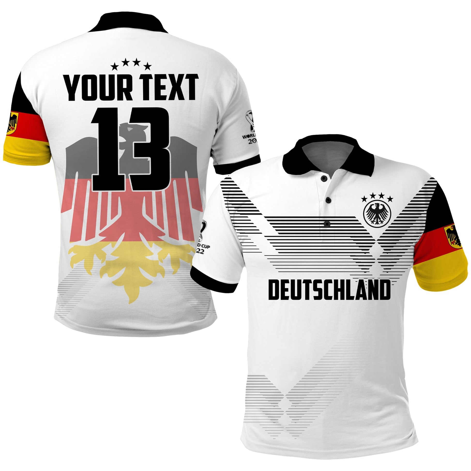 (Custom Text and Number) Germany Football Polo Shirt Come On Nationalelf Soccer Deutschland Champions World Cup