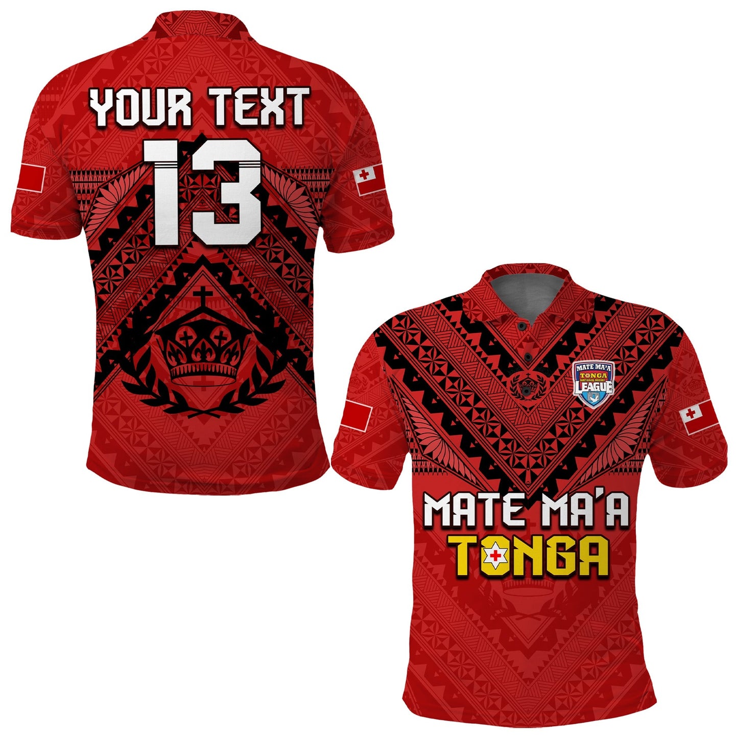 Custom Text and Number Tonga Rugby MMT Polo Shirt Ngatu Mate Maa Tonga Simple