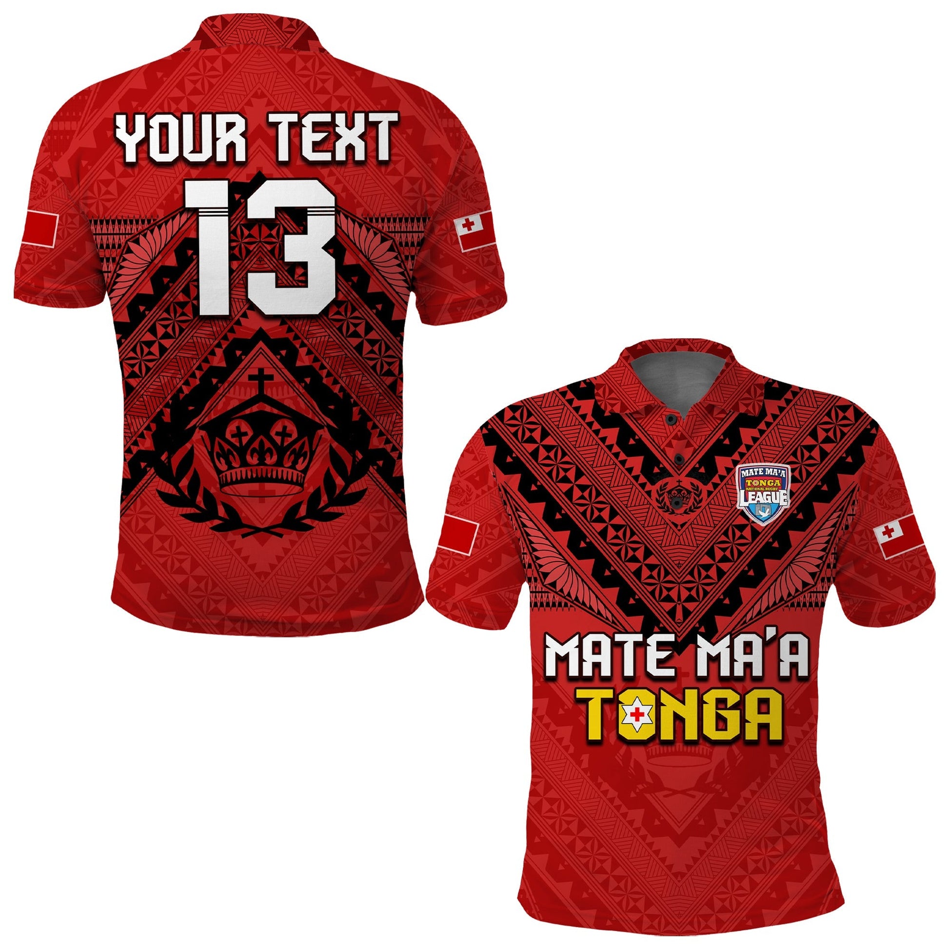 Custom Text and Number Tonga Rugby MMT Polo Shirt Ngatu Mate Maa Tonga Simple