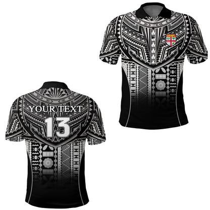 Custom Personalised Fiji Faithful Polo Shirt Version Black - Custom Text and Number