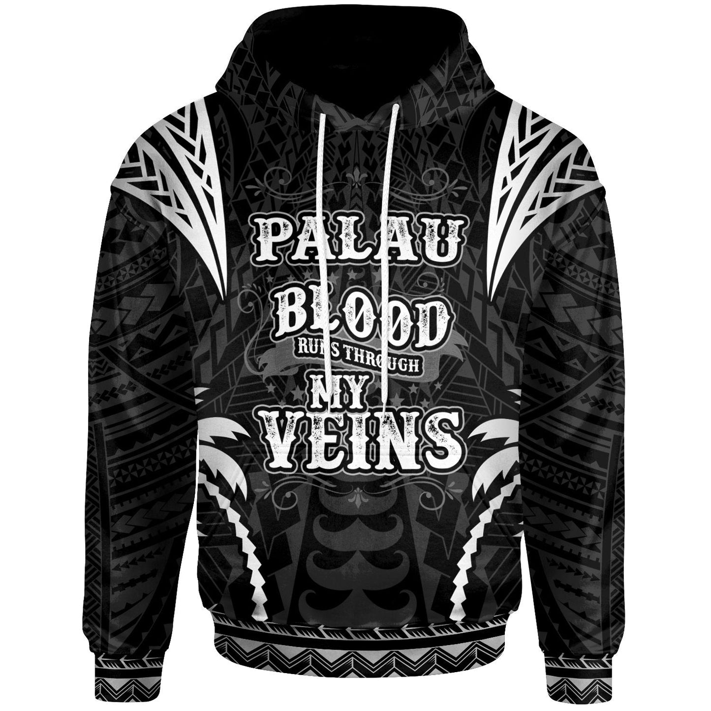 Palau Hoodie Blood Runs Through My Veins Style Black