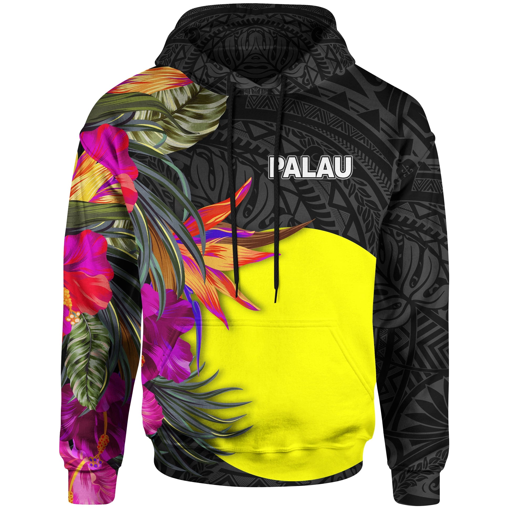 Palau Hoodie Hibiscus Polynesian Pattern