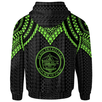 Palau Zip Up Hoodie Polynesian Armor Style Green