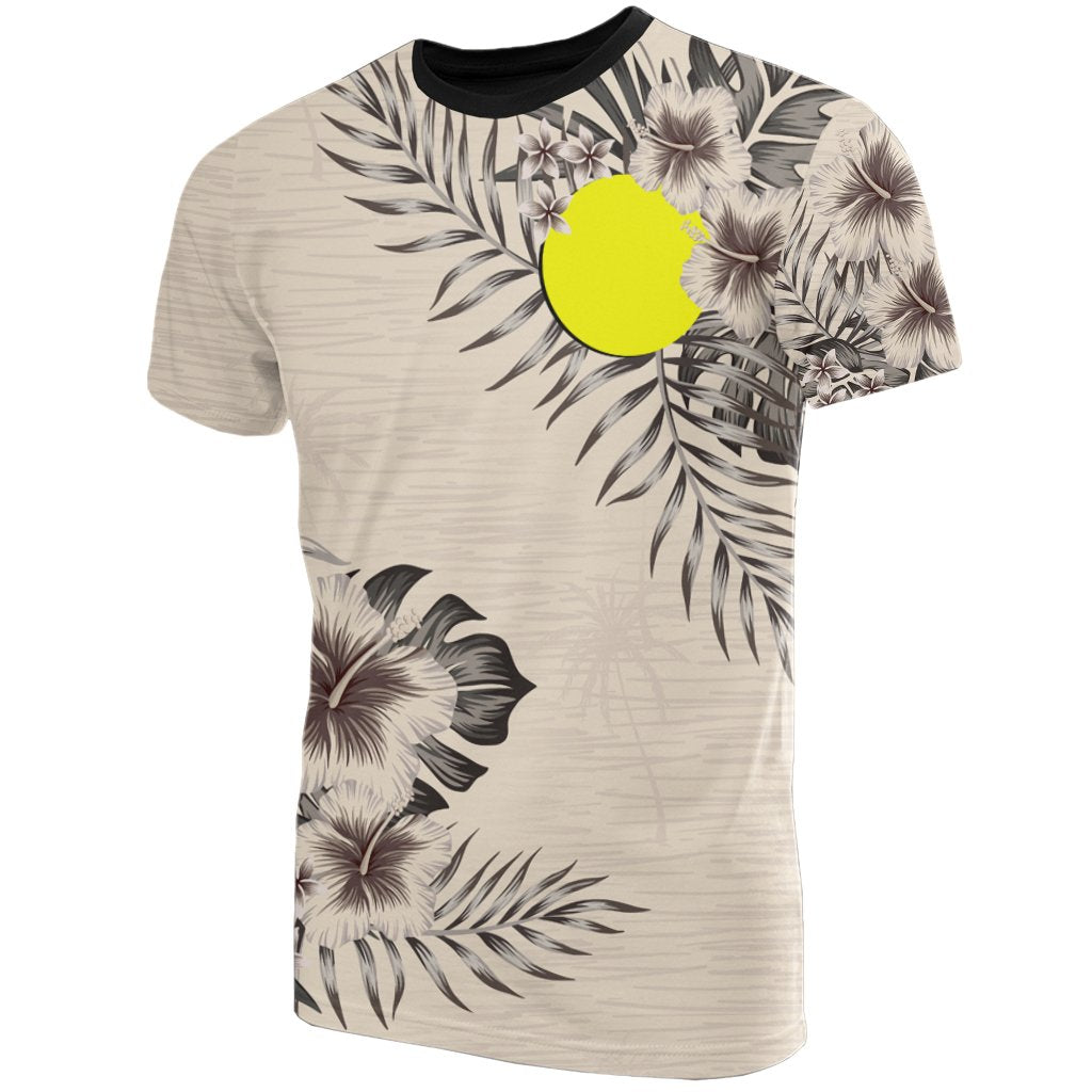 Palau T - Shirt - Palau Flag Beige Hibiscus