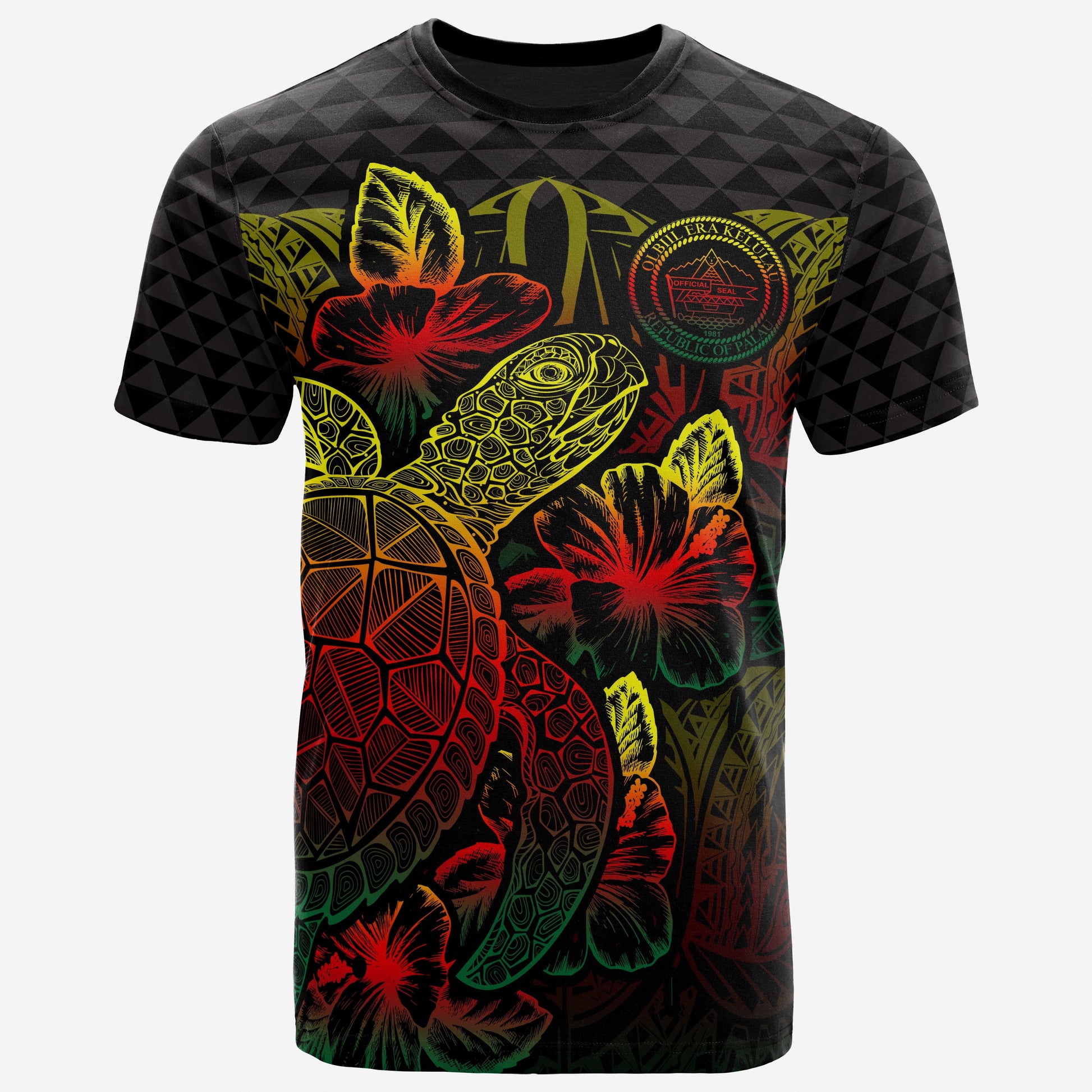 Palau T - Shirt - Palau Seal Turtle Hibiscus Reggae