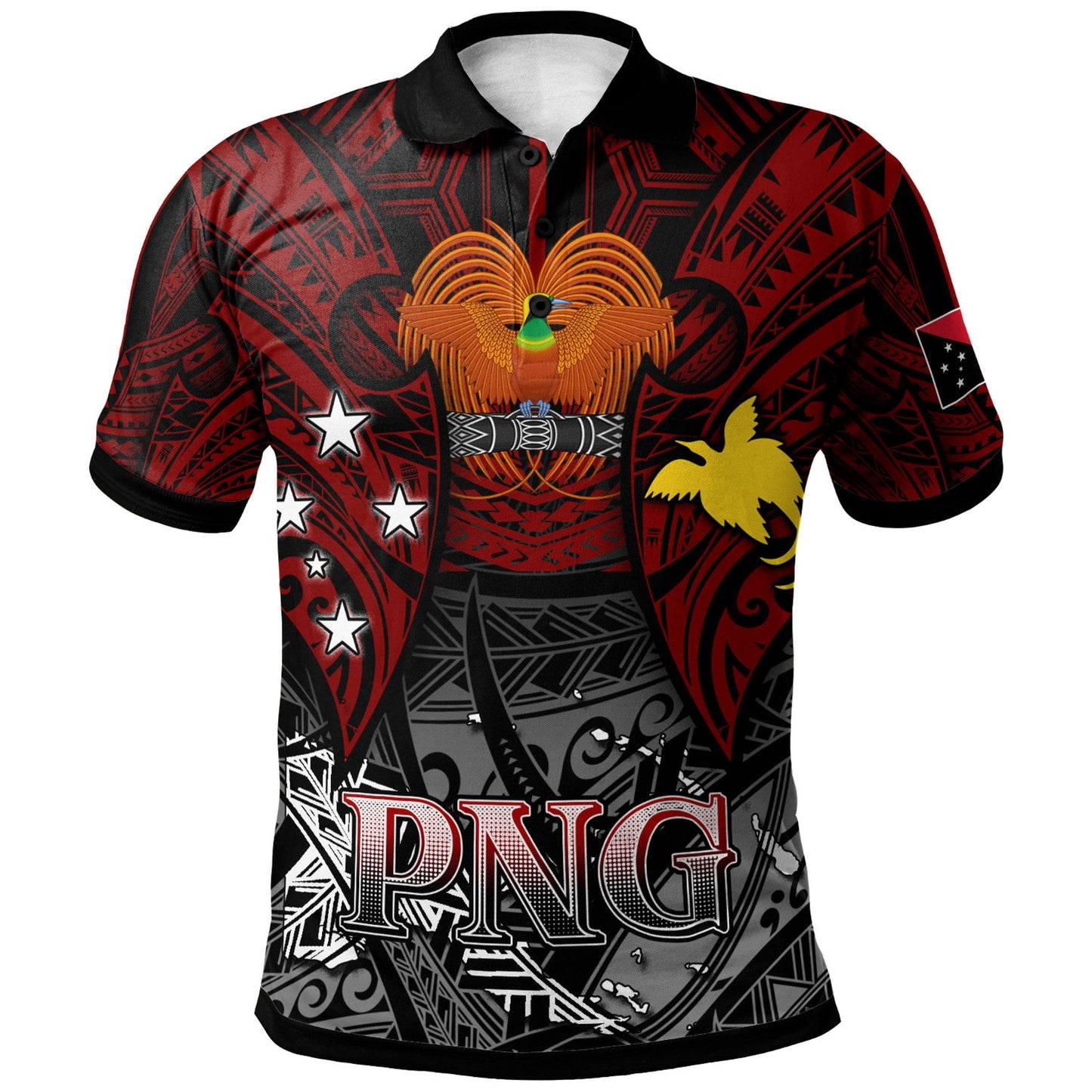 Papua New Guinea Polo Shirt - PNG Map Polynesian Flag Color Style Polo Shirt