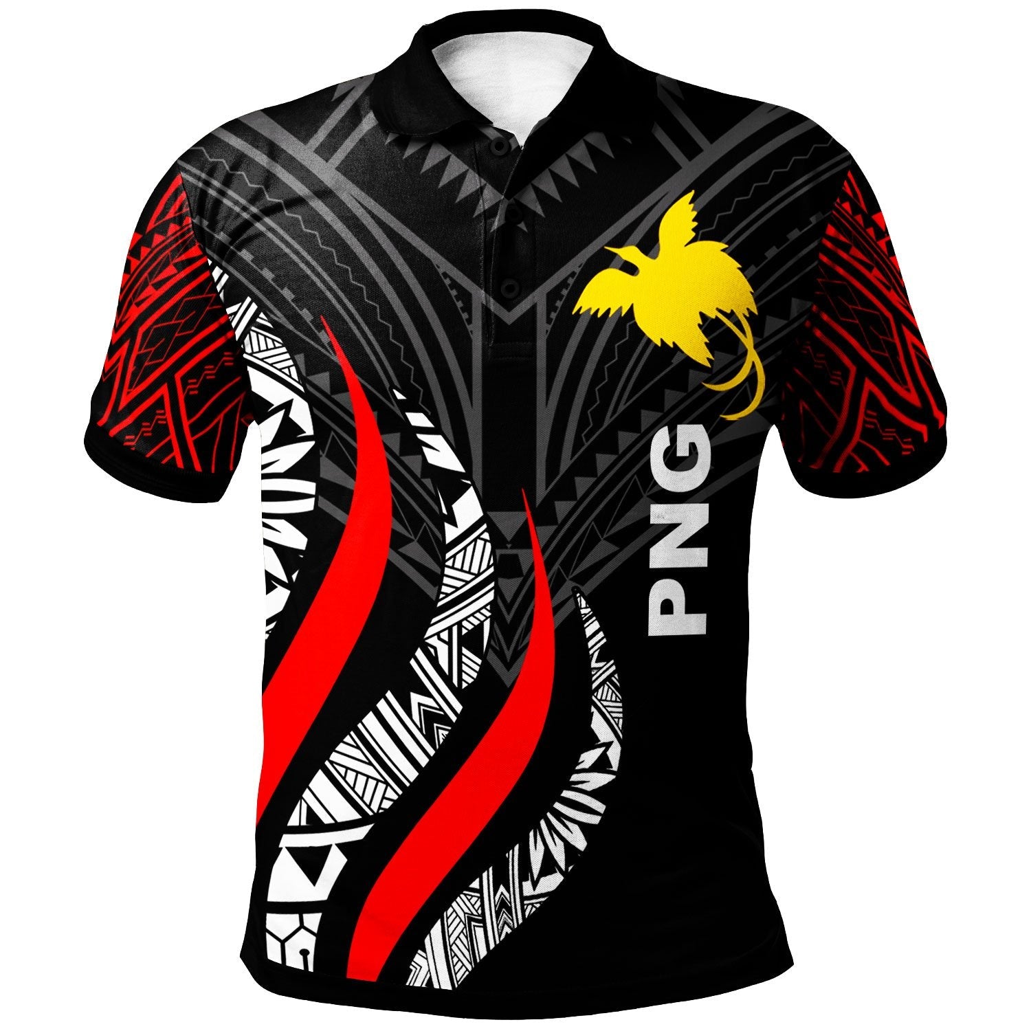 Papua New Guinea Polo Shirt - Papua New Guinea Strong Fire Pattern Red