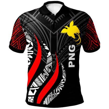 Papua New Guinea Polo Shirt - Papua New Guinea Strong Fire Pattern Red