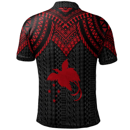 Papua New Guinea Custom Personalised Polo Shirt - Polynesian Armor Style Red