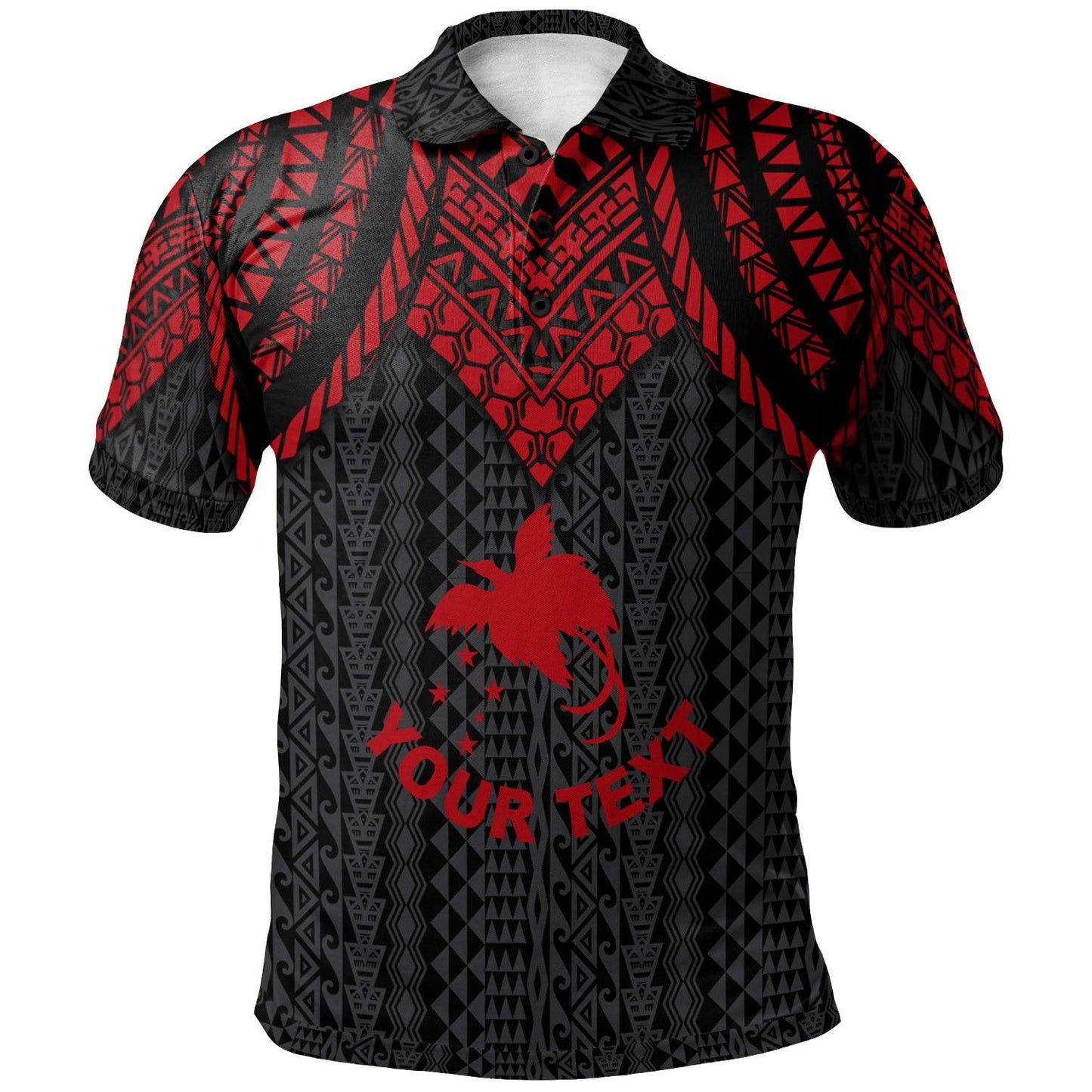 Papua New Guinea Custom Personalised Polo Shirt - Polynesian Armor Style Red