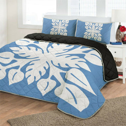 Hawaiian Royal Pattern Quilt Bed Set Patel Blue M2 Style AH