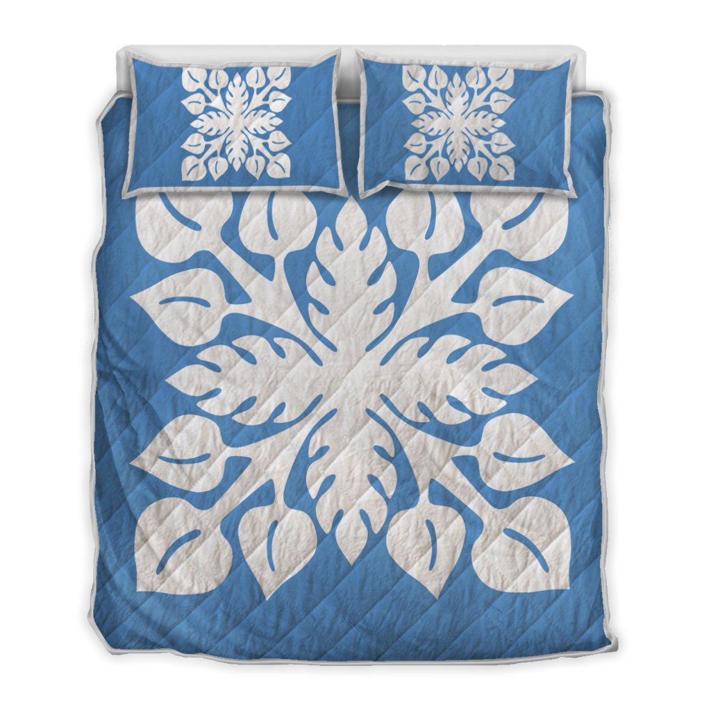 Hawaiian Royal Pattern Quilt Bed Set Patel Blue M2 Style AH