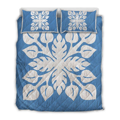Hawaiian Royal Pattern Quilt Bed Set Patel Blue M2 Style AH