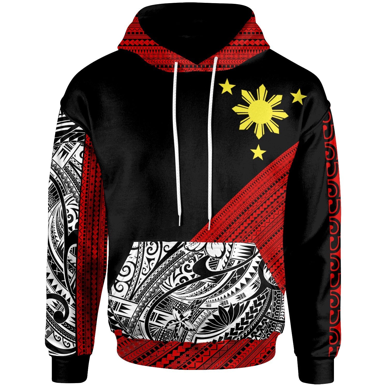 Philippines Hoodie Diagonal Pattern Red Unisex Zip Up Hoodie