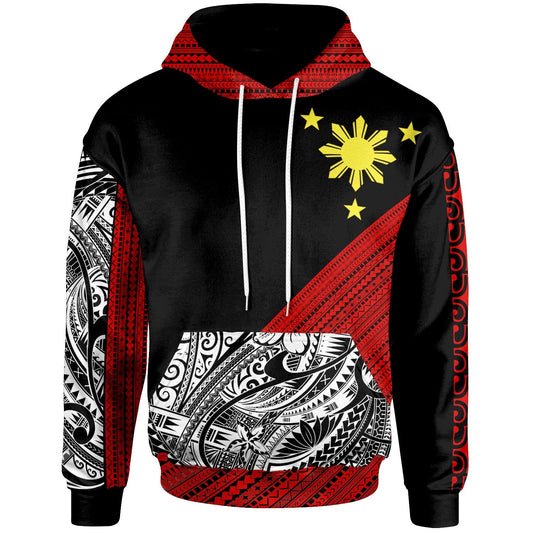 Philippines Hoodie Diagonal Pattern Red Unisex Zip Up Hoodie
