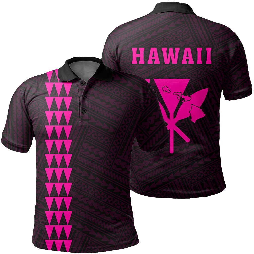 Hawaii Kanaka Map Polo Shirt - Pink