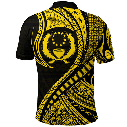 Pohnpei Polo Shirt Federated States Of Micronesia Gold Wave Style