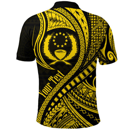 Custom Personalised Pohnpei Polo Shirt Federated States Of Micronesia Gold Wave Style