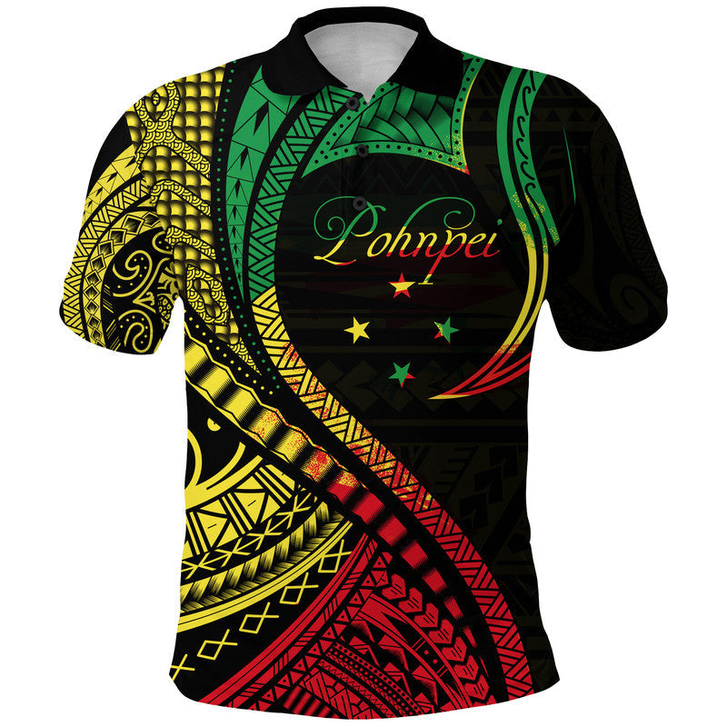 Custom Personalised Pohnpei Polo Shirt Federated States Of Micronesia Reggae Wave Style