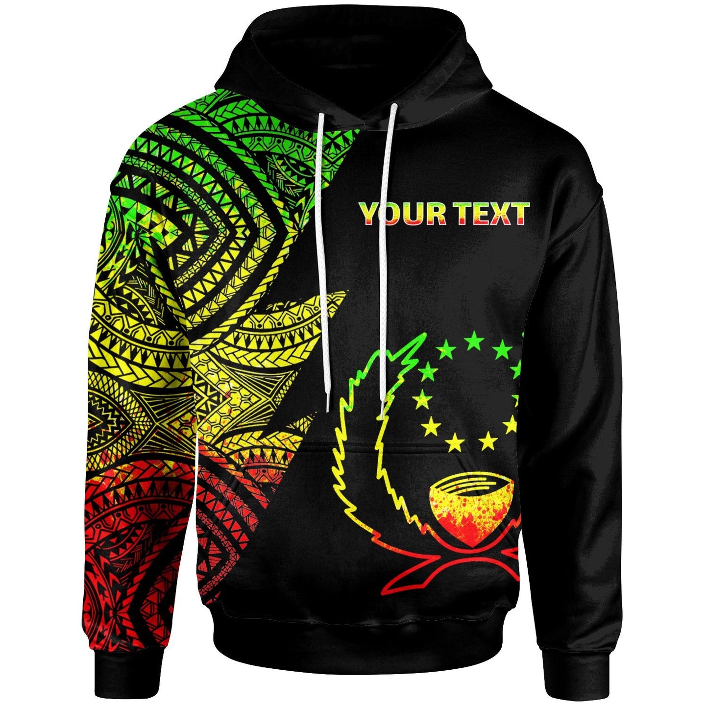 Custom Text Pohnpei Custom Personalized Hoodie Flash Style Reggae