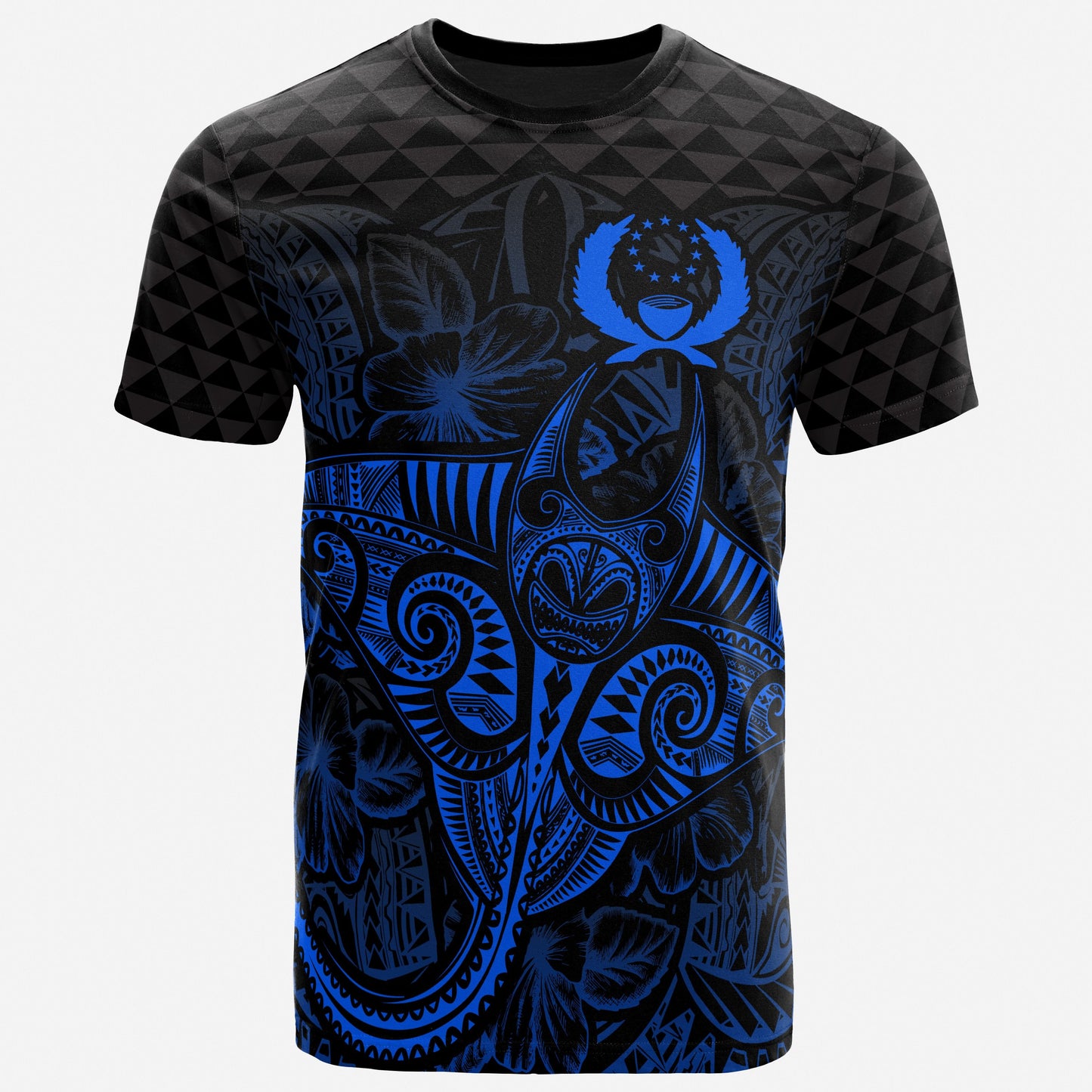 Pohnpei Polynesian T Shirt Manta Ray And Hibiscus