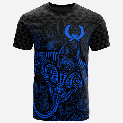 Pohnpei Polynesian T Shirt Manta Ray And Hibiscus