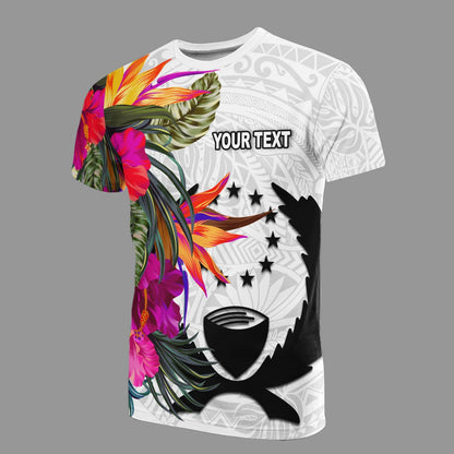 Pohnpei Micronesian Custom Personalised T - Shirt - Hibiscus White Pattern