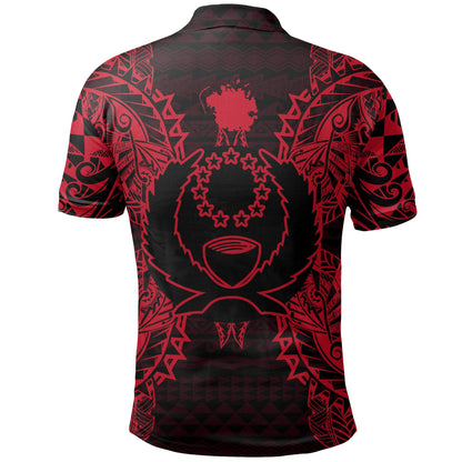 Pohnpei Polo Shirt - Pohnpei Flag Map Polynesian Tattoo Red