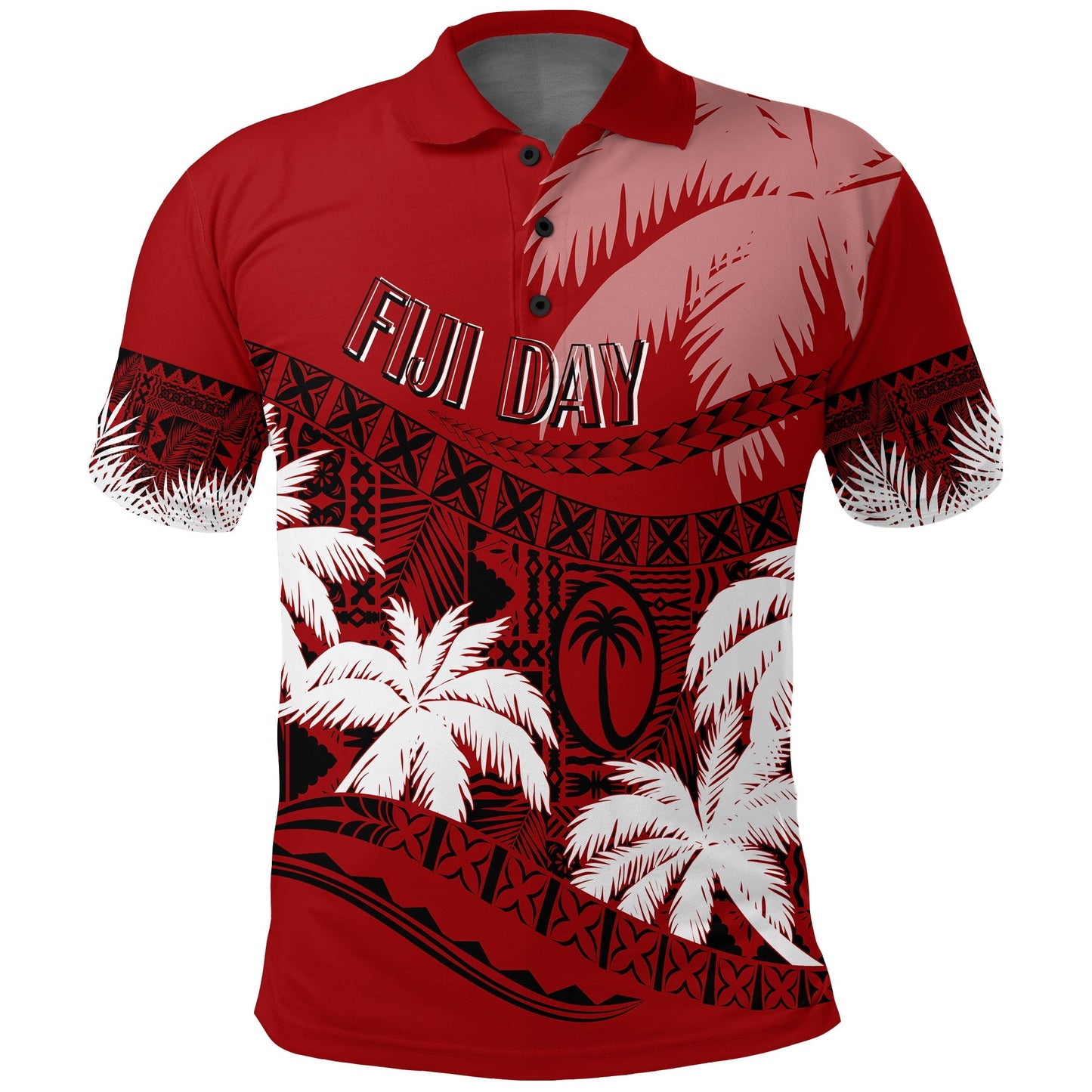 Personalised Fiji Day Polo Shirt Flying Fijians Masi Kesa Style - Red