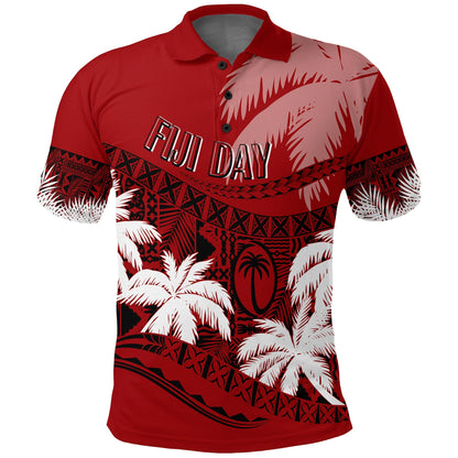 Personalised Fiji Day Polo Shirt Flying Fijians Masi Kesa Style - Red