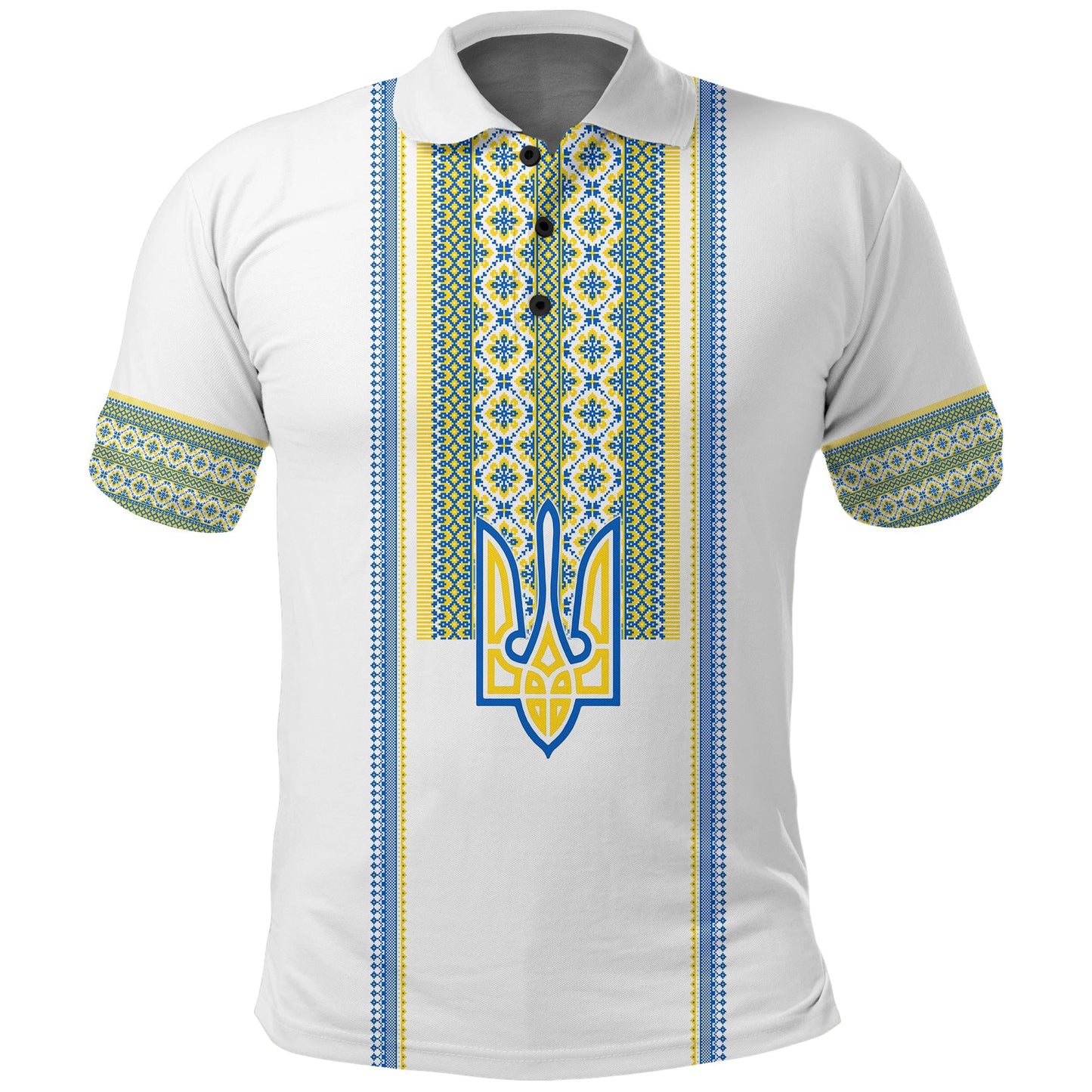 Ukraine Folk Patterns Polo Shirt Unity Day White