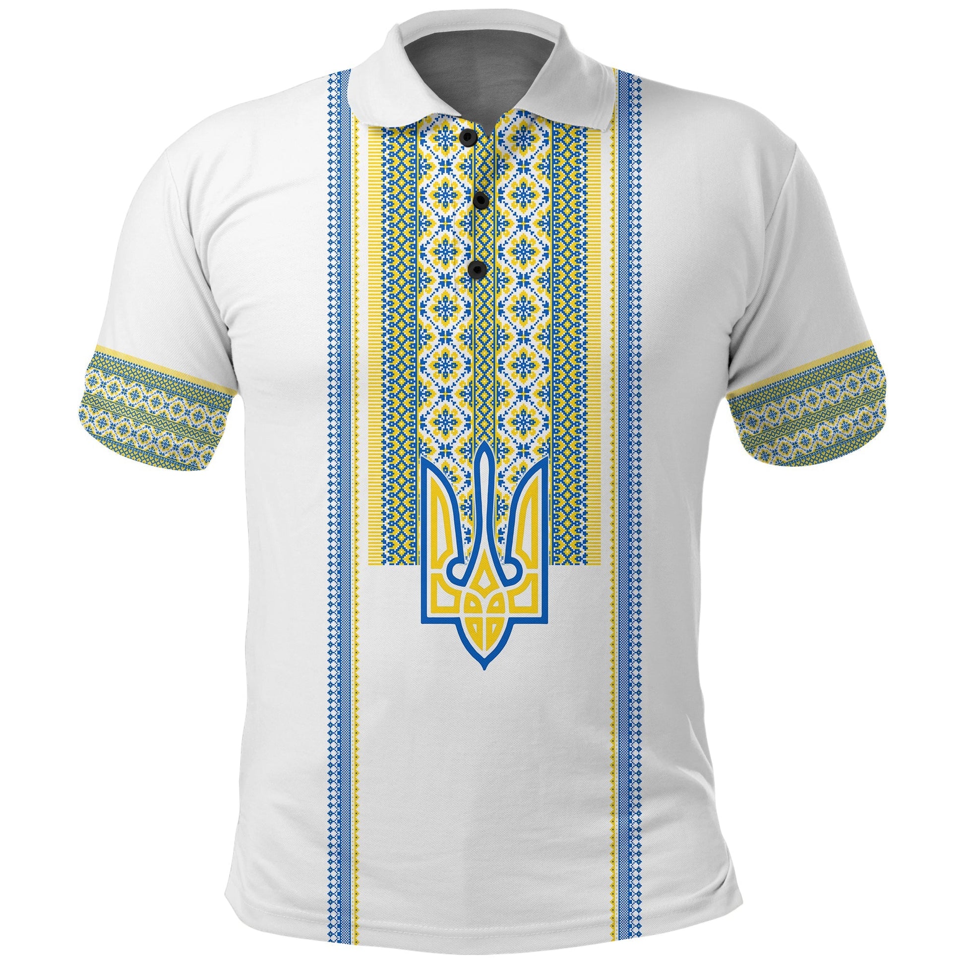 Ukraine Folk Patterns Polo Shirt Unity Day White