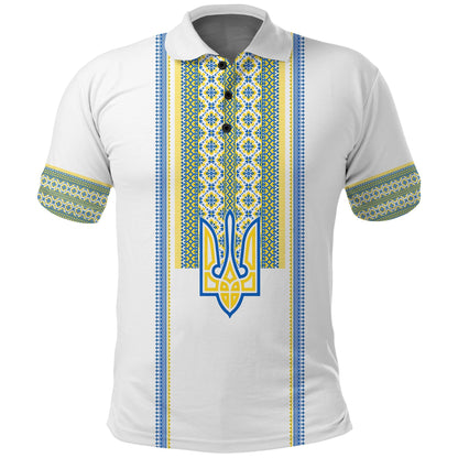 Ukraine Folk Patterns Polo Shirt Unity Day White