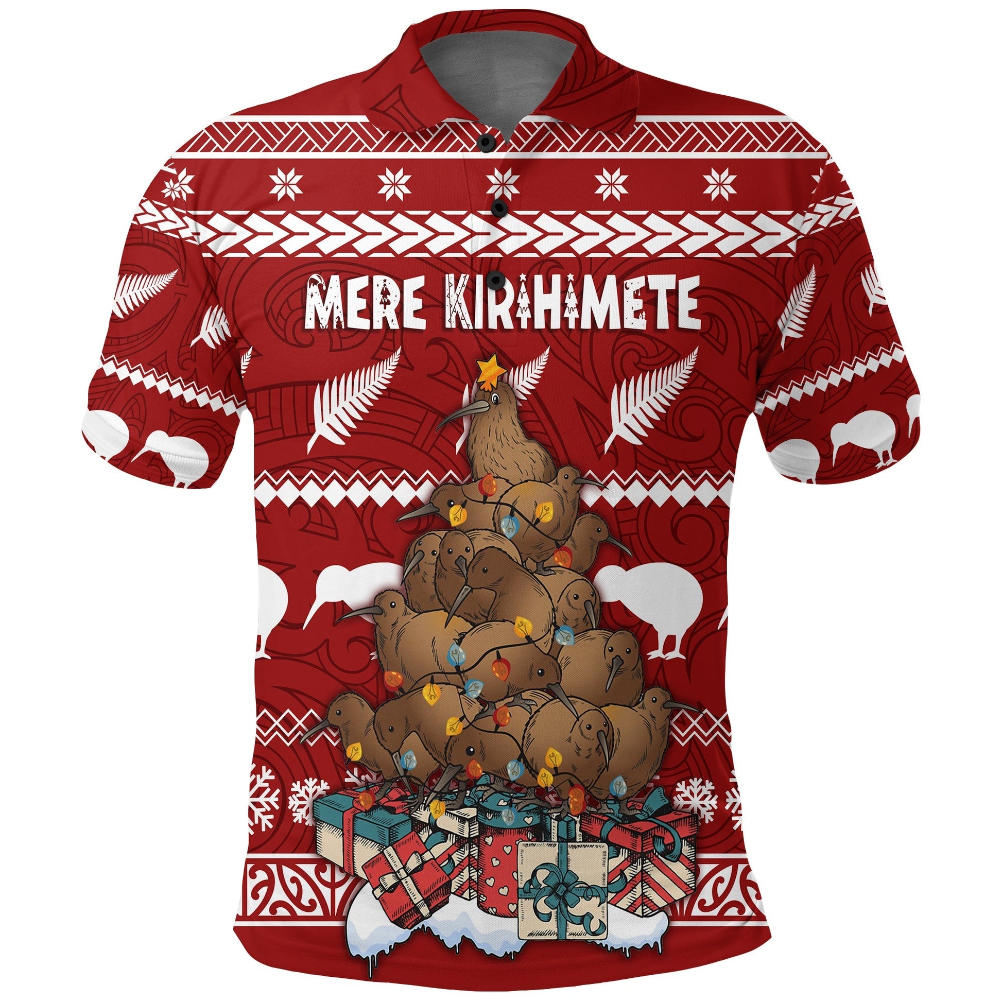 New Zealand Polo Shirt Mere Kirihimete - Kiwi Xmas Tree