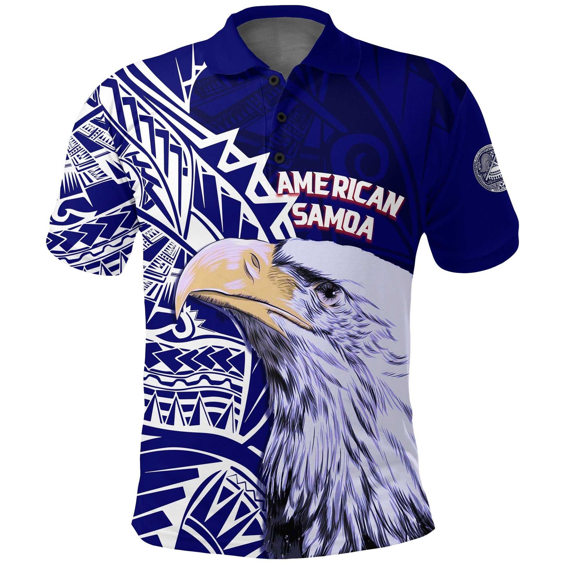 American Samoa Personalised Polo Shirt Bald Eagle