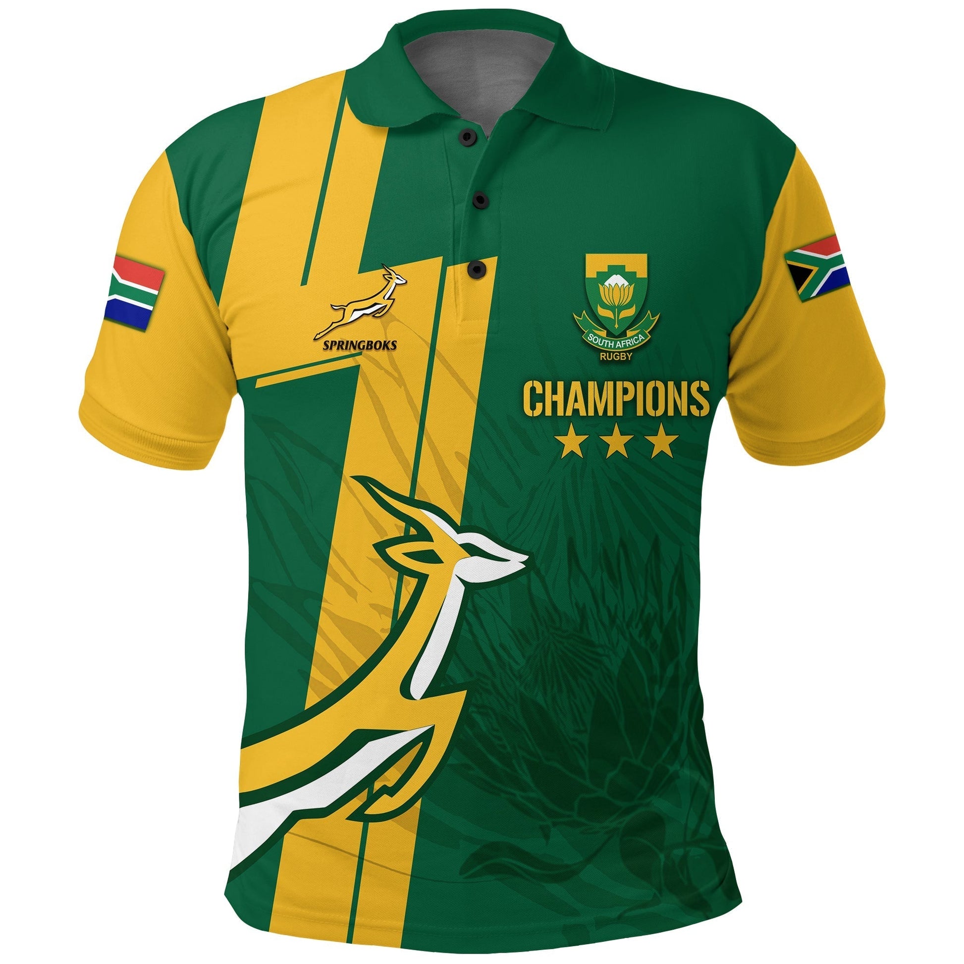 Custom South Africa Polo Shirt Rugby 7s 2022 Champion Springboks