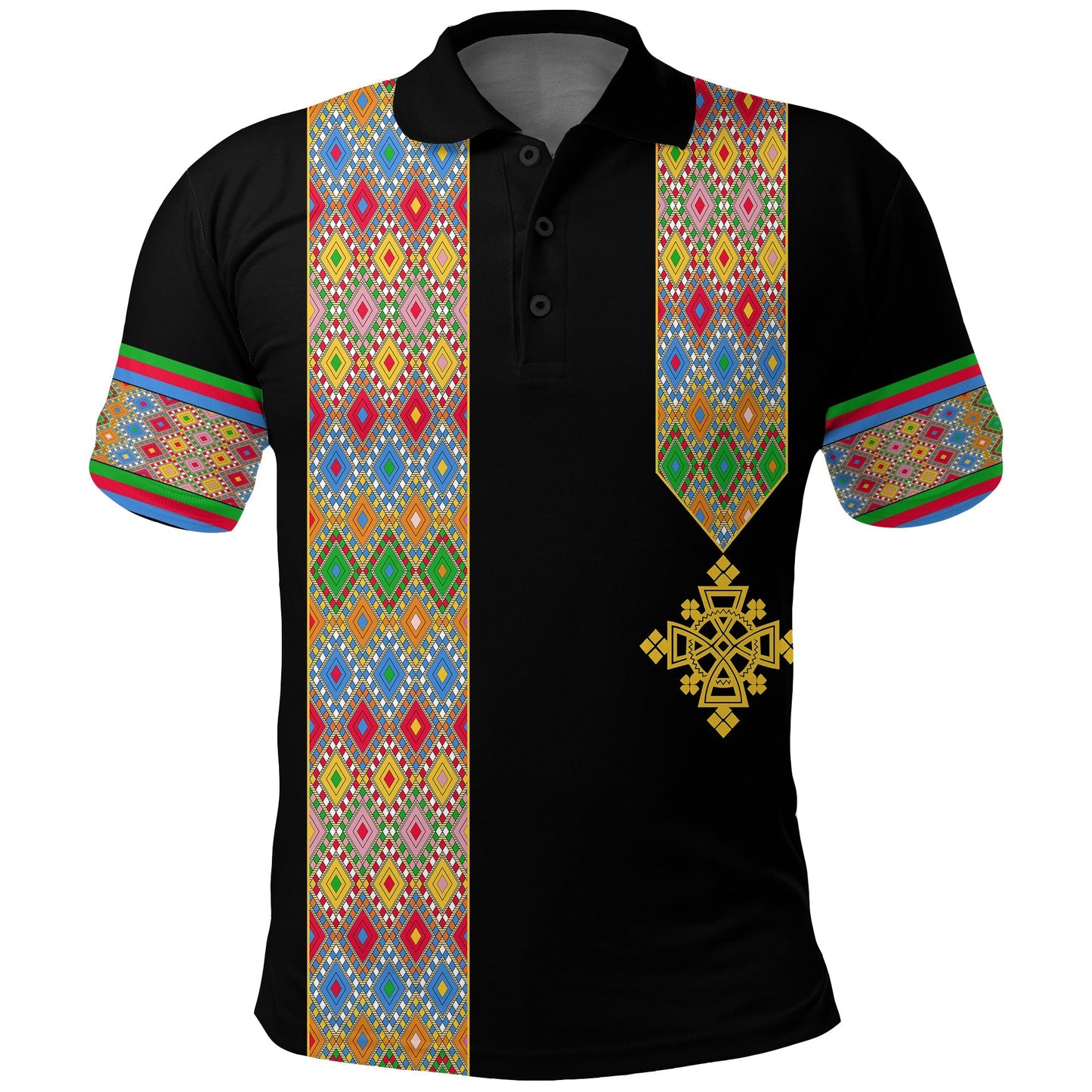 Habesha Tilet Pattern Polo Shirt Eritrea Emblem