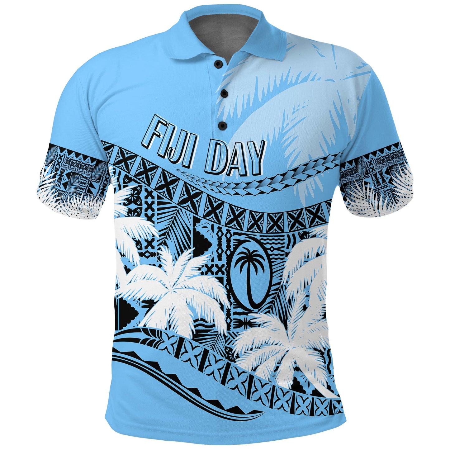 Personalised Fiji Day Polo Shirt Flying Fijians Masi Kesa Style - Turquoise