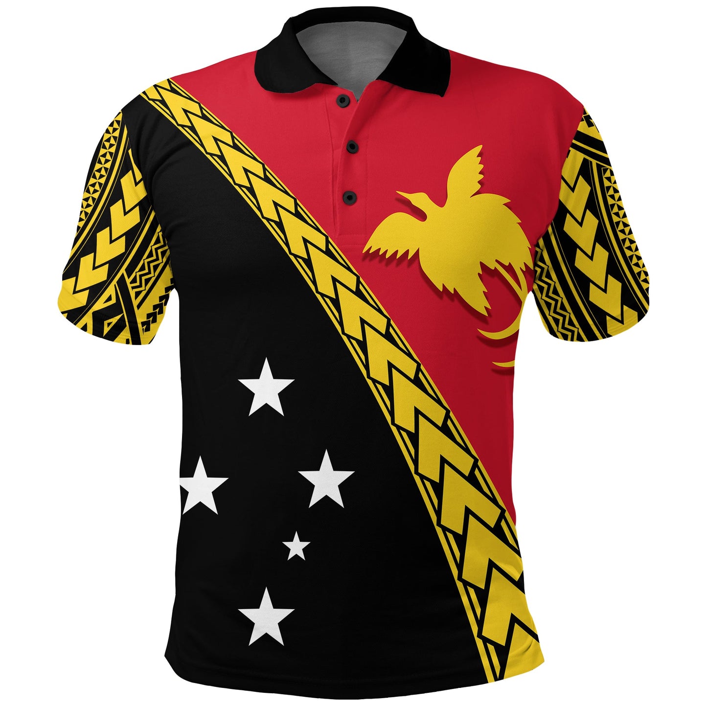 PNG Hibiscus Tribal Pattern Polo Shirt Bird - of - Paradise