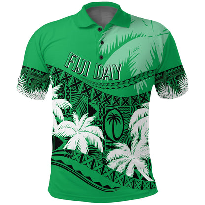 Personalised Fiji Day Polo Shirt Flying Fijians Masi Kesa Style - Green