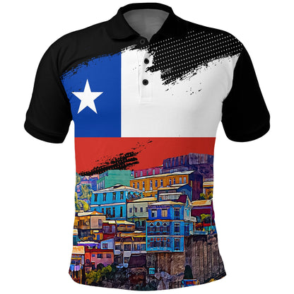 Chile Valparaiso Skyline Polo Shirt Chilean and Proud