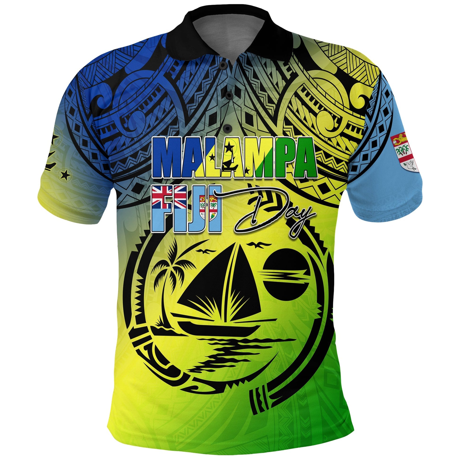 Malampa Fiji Day Polo Shirt Flags Mix Style